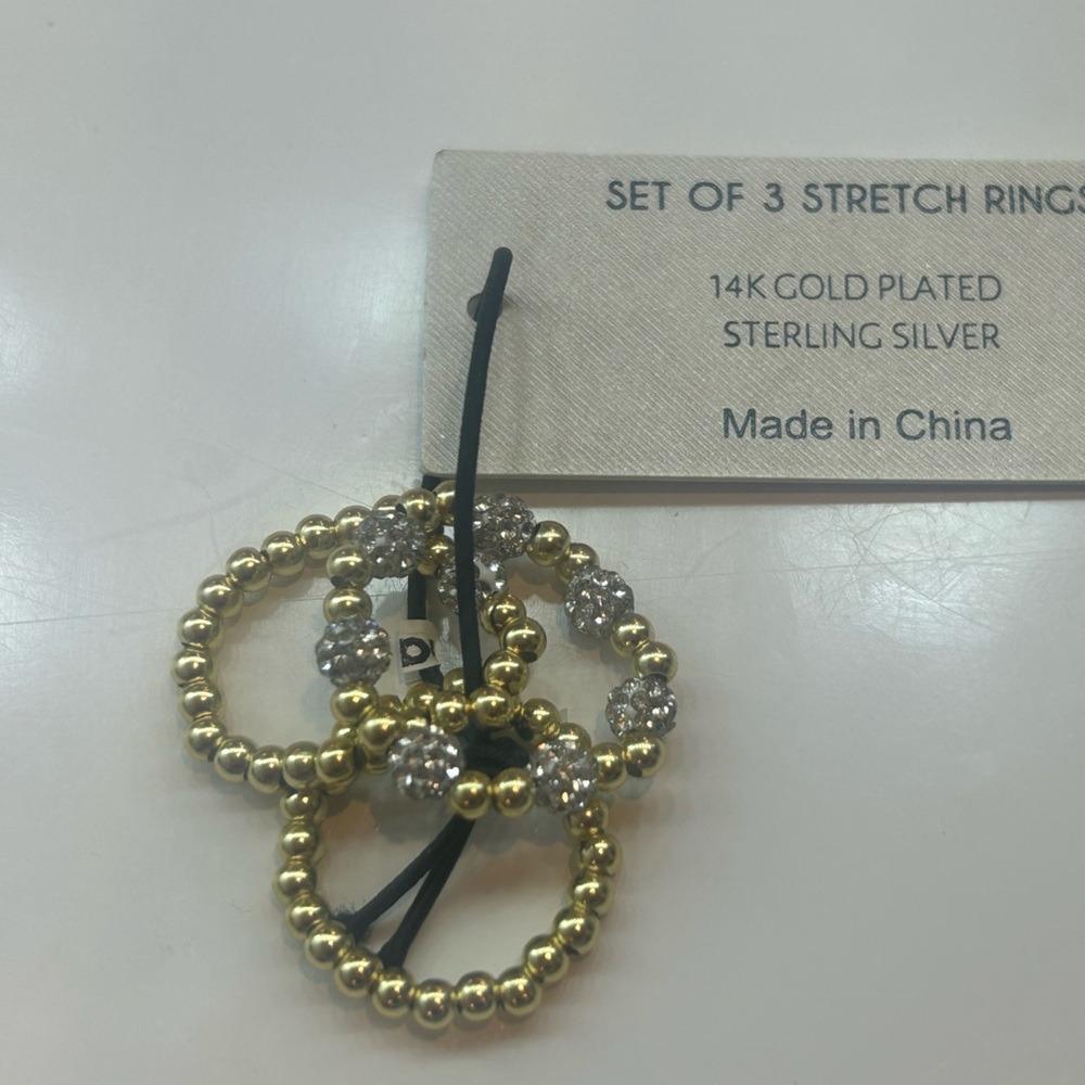 Size 8 Gold and Silver Stretch Rings Set - 14k Plated